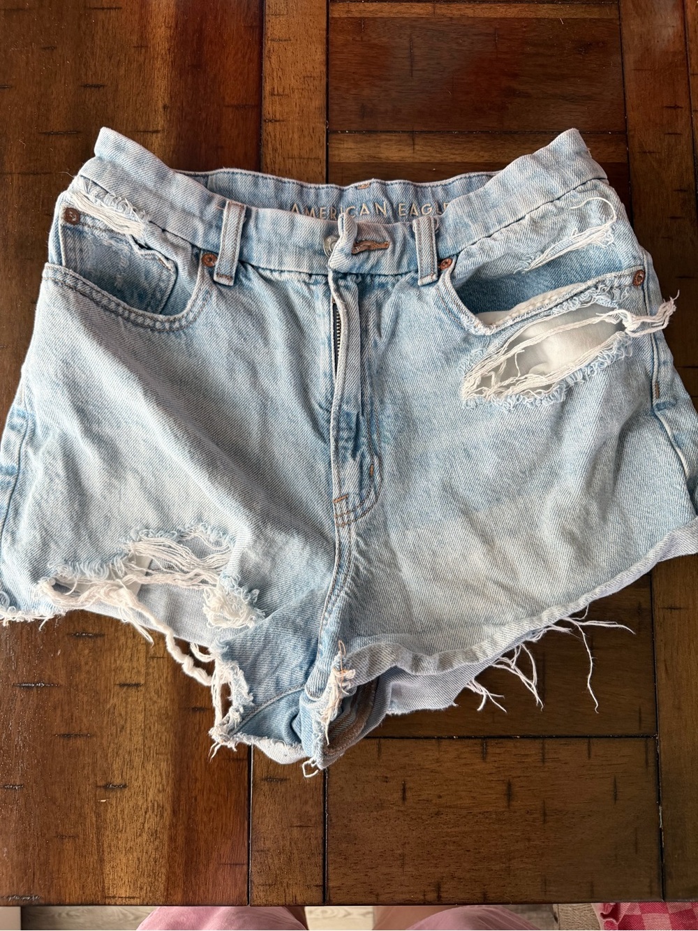 American Eagle Outfitters Light Blue Distressed Denim Shorts